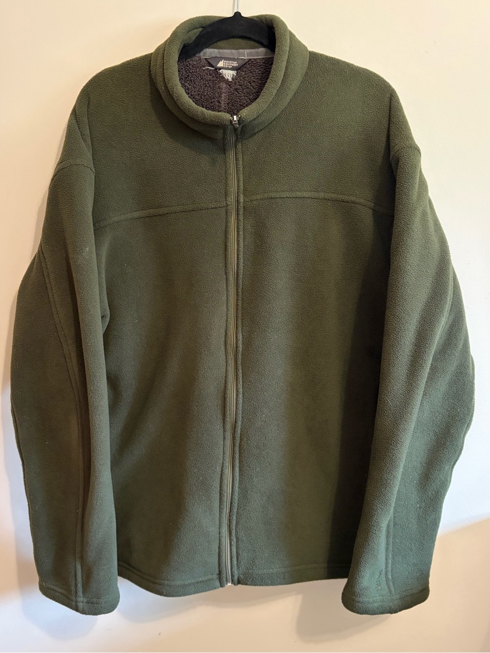 MEC- Mountain Equipment Company men's full-zip polar fleece jacket in olive gre